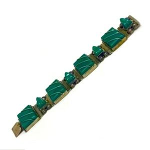 Vintage Taxco Sterling Silver Mexican Jade  Bracelet & Earrings